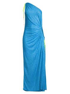 Макси-платье на одно плечо Pitusa, синий