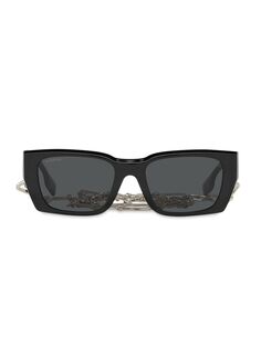 Солнцезащитные очки Poppy 53MM с прямоугольной цепочкой Burberry, черный