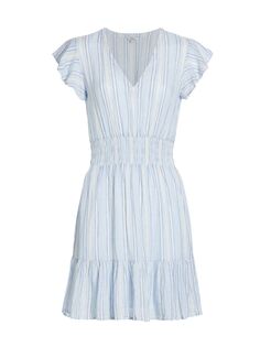Полосатое мини-платье Tara из смесовой льняной ткани Rails