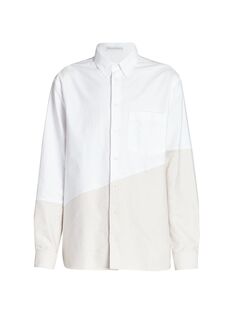Рубашка классического кроя с цветными блоками в технике пэчворк JW Anderson, белый