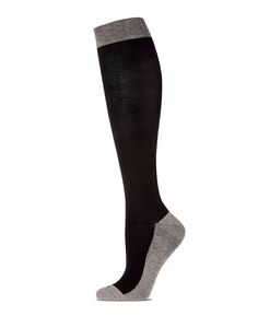 Двухцветные контрастные женские компрессионные носки MeMoi, черный