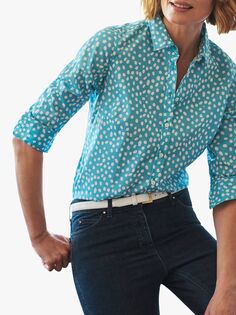 Рубашка из хлопка с точечным принтом Pure Collection, синяя