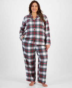 Хлопковый пижамный комплект в клетку Stewart больших размеров Family Pajamas