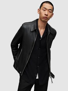 Кожаная куртка AllSaints Regis Minimal, черная