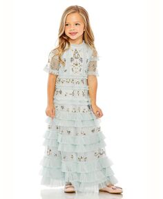 Кружевное платье с развевающимися рукавами для маленьких девочек MAC DUGGAL