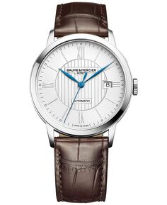 Мужские швейцарские автоматические часы Classima с темно-коричневым кожаным ремешком, 40 мм M0A10214 Baume &amp; Mercier