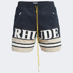 Шорты Rhude Embroidered Logo, темно-синий/бежевый/желтый