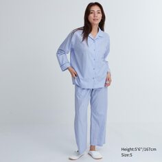 Мягкая эластичная пижама с длинными рукавами Uniqlo, синий