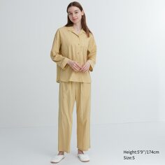 Мягкая эластичная пижама с длинными рукавами Uniqlo, желтый