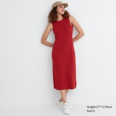 Трикотажное платье без рукавов из смеси хлопка Uniqlo, красный