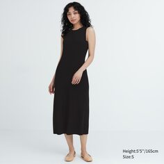 Трикотажное платье без рукавов из смеси хлопка Uniqlo, черный