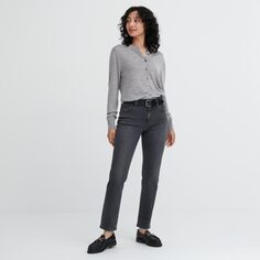 Узкие прямые джинсы стрейч Uniqlo, серый