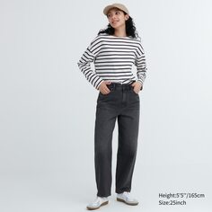 Широкие зауженные джинсы Uniqlo, серый