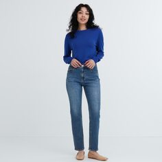 Узкие прямые джинсы стрейч Uniqlo, синий