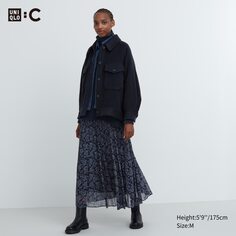 Шифоновая плиссированная юбка Uniqlo, синий