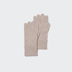 Трикотажные перчатки из 100% кашемира Uniqlo, бежевый