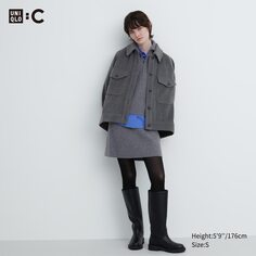 Мини-юбка премиум-класса из овечьей шерсти Uniqlo, серый