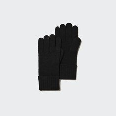 Трикотажные перчатки из 100% кашемира Uniqlo, черный