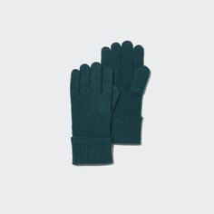 Трикотажные перчатки из 100% кашемира Uniqlo, темно-зеленый