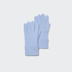 Трикотажные перчатки из 100% кашемира Uniqlo, светло-синий