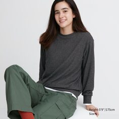 Свитшот с круглым вырезом Uniqlo, темно-серый