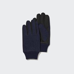 Твидовые перчатки HEATTECH на подкладке Uniqlo, темно-синий