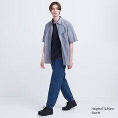 Джоггеры из стираного джерси, имитирующие деним Uniqlo, синий