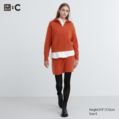 Мини-юбка премиум-класса из овечьей шерсти Uniqlo, оранжевый