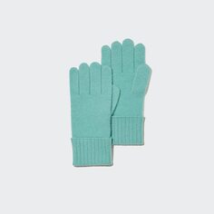 Трикотажные перчатки из 100% кашемира Uniqlo, зеленый