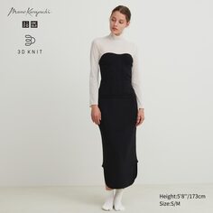 Бесшовная юбка в рубчик 3D-вязки из пряжи-суфле Uniqlo, черный