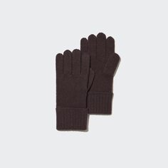 Трикотажные перчатки из 100% кашемира Uniqlo, темно коричневый