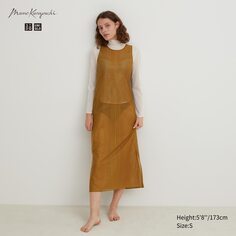 Сетчатое платье макси без рукавов Uniqlo, коричневый