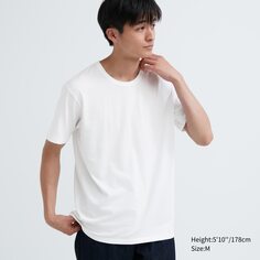 Хлопковая футболка AIRism с круглым вырезом и короткими рукавами Uniqlo, белый
