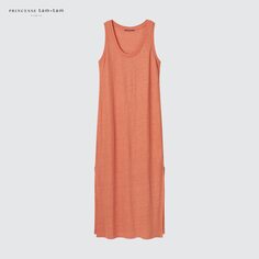 Льняное платье миди Princesse tam tam Uniqlo, коричневый