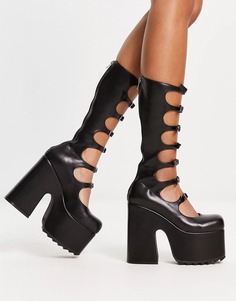 Сапоги Lamoda Platform High Leg With Buckles, черный