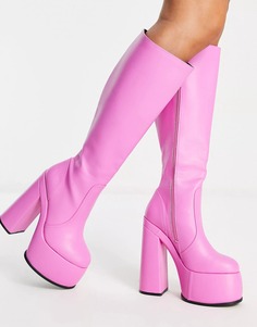 Сапоги Asos Design Captivate Extreme Platform Knee, розовый