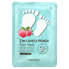 Tony Moly, I&apos;m Lovely Peach, маска для ног, 2 шт., 16 г (0,56 унции)