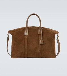 Огромная замшевая сумка для боулинга Saint Laurent, коричневый
