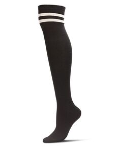 Женские теплые носки выше колена из смеси кашемира в полоску MeMoi, черный