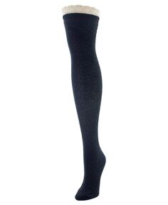 Женские носки выше колена крючком с ромбами MeMoi, черный