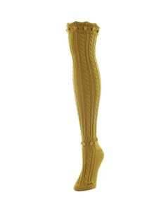 Женские теплые носки выше колена массивной вязки в горошек MeMoi