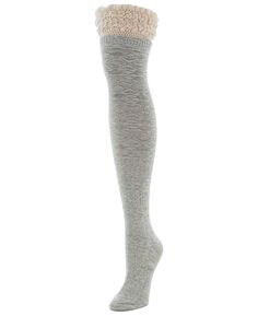 Женские деформированные носки выше колена крючком MeMoi, серый