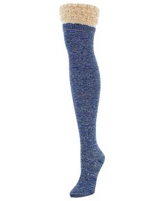 Женские деформированные носки выше колена крючком MeMoi, синий
