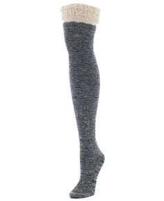 Женские деформированные носки выше колена крючком MeMoi, черный