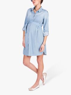 Джинсовое платье-рубашка для беременных и кормящих мам Seraphine Justin, синий