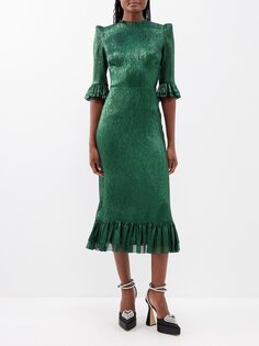 Платье falconetti из смесового шелка с металлизированными оборками. The Vampire&apos;S Wife, зеленый