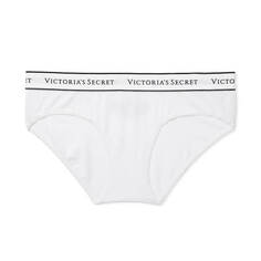 Трусики Victoria&apos;s Secret Cotton Logo Waist Pointelle Hiphugger, белый