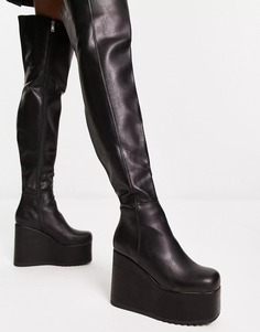 Сапоги Lamoda Over The Knee Platform Wedge, черный