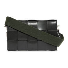 Кожаная сумка кросс-боди Bottega Veneta Cassette &apos;Dark Green/Silver&apos;, темно-зеленый