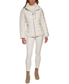 Женское пуховое пальто с капюшоном и отделкой из искусственного меха, созданное для macy&apos;s Calvin Klein, мульти